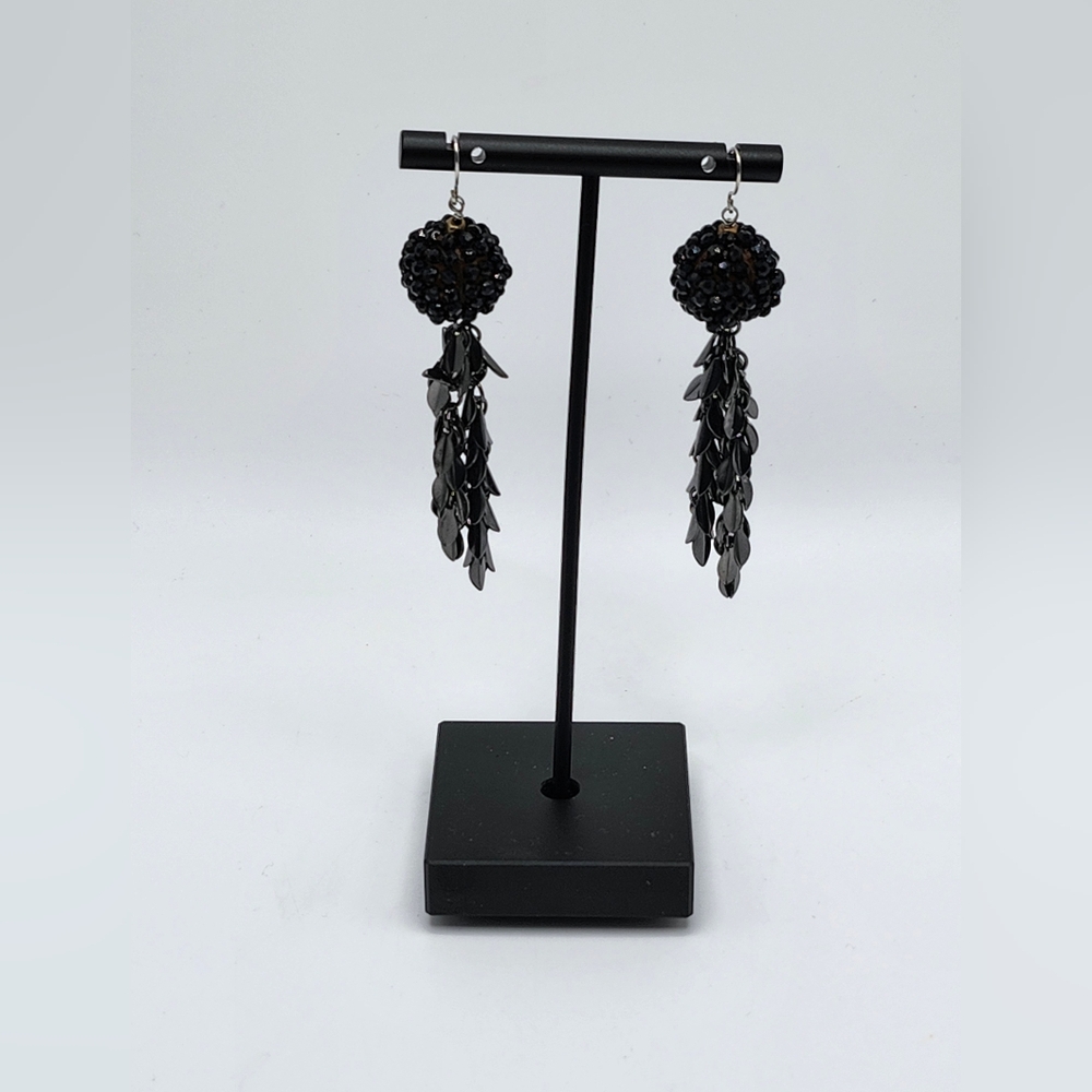 Black beaded ball  with dangling hematite like beads.